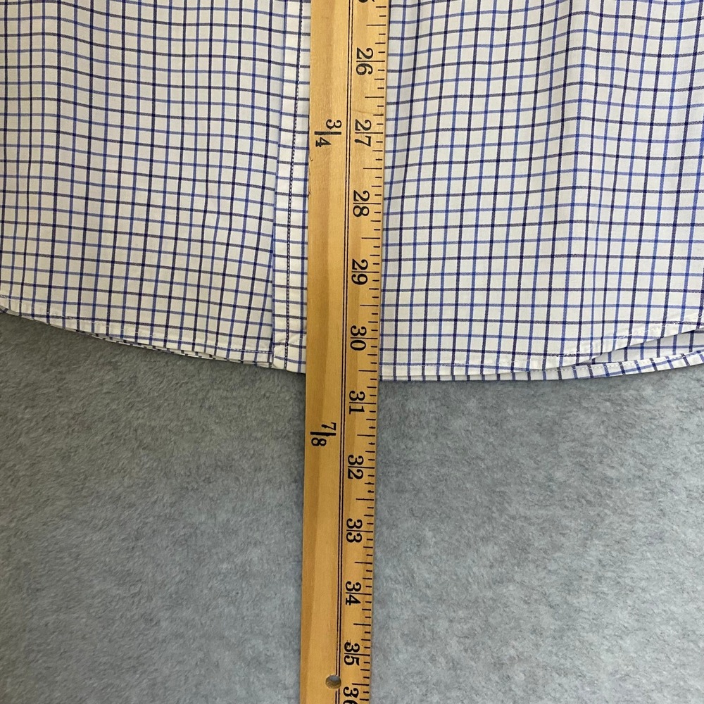 Ralph Lauren Men's XXL White Blue Check Long Sleeve 100% Cotton Button Up Shirt - Picture 7 of 7